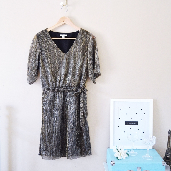 HALSTON shiny silver grey metallic fit & flare … - Picture 6 of 7